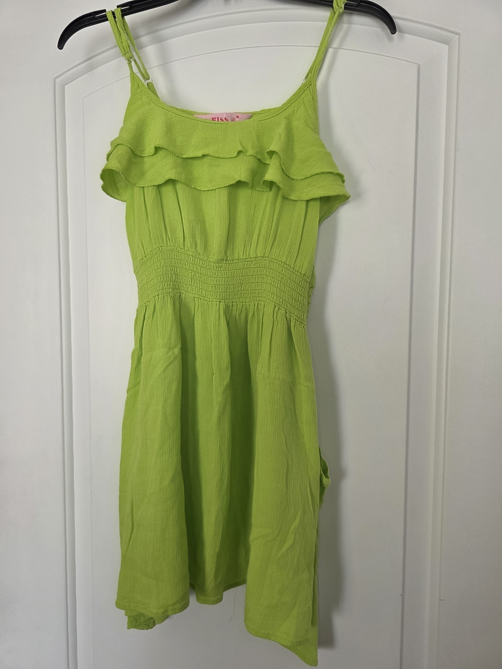 1st Kiss Lime Green Ruffled Strap Casual Dress